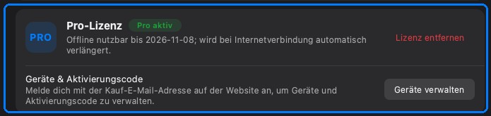 Die Pro-Lizenzkarte