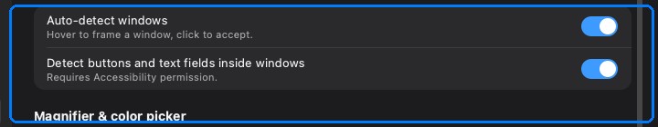 Detection settings