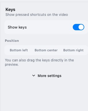 The Keys panel
