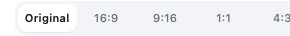 The canvas ratio buttons