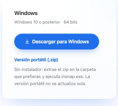La tarjeta de descarga para Windows