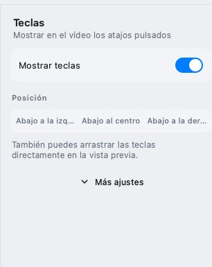 El panel Teclas