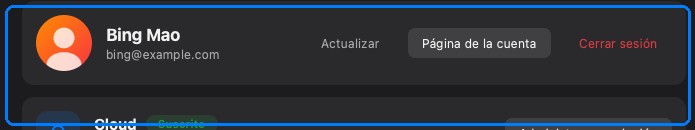 La tarjeta de inicio de sesión