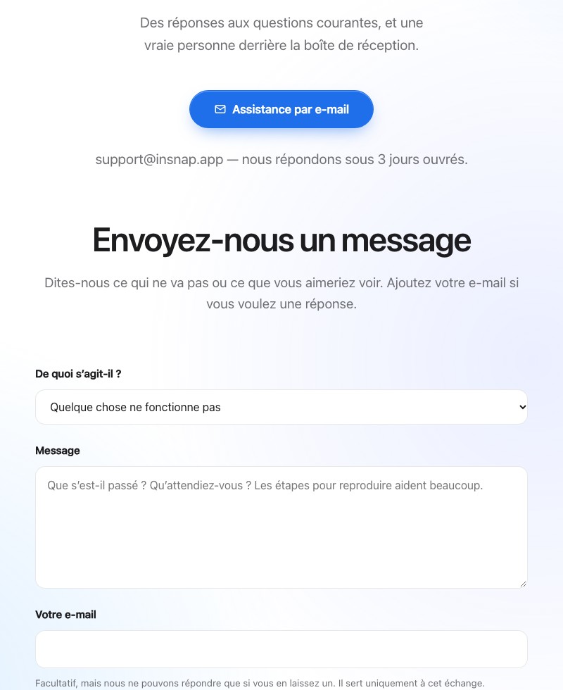 Le formulaire d’assistance