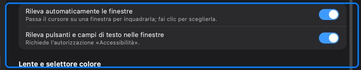 Impostazioni di rilevamento