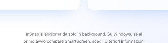 La nota sull'aggiornamento automatico nella pagina di download